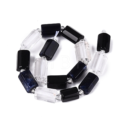 Natural Obsidian & Sodalite & Quartz Crystal Beads Strands G-Q614-01A-07-1