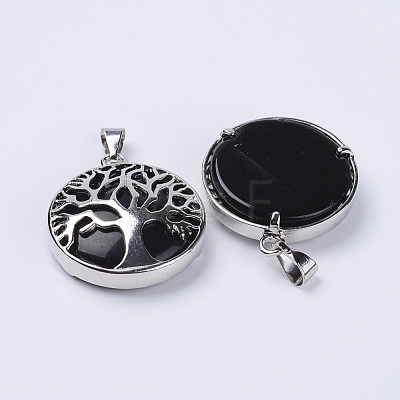 Natural Dyed Black Agate Pendants G-P350-D05-1