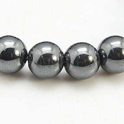 Non-Magnetic Synthetic Hematite Beaded Ball Bracelets BJEW-D088-7-1