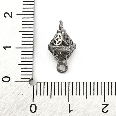 Brass Micro Pave Clear Cubic Zirconia Hollow Bicone Connector Charms KK-A230-05E-P-1