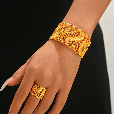 Vintage Alloy Filigree Cuff Bangle & Ring Set RU3471-1