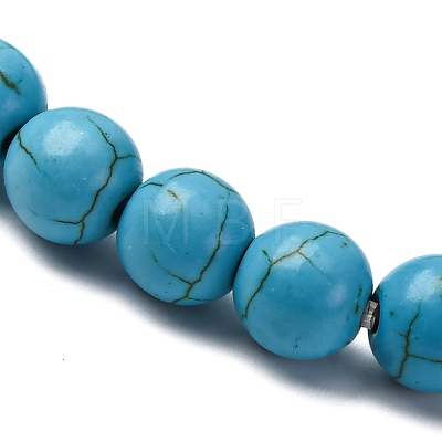 Synthetic Turquoise Round Beaded Stretch Bracelets BJEW-F203-02-1