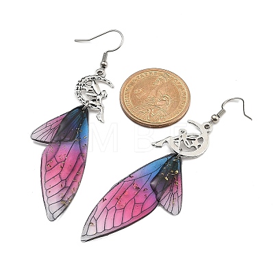 316 Surgical Stainless Steel Wing Dangle Earrings EJEW-TA00586-1
