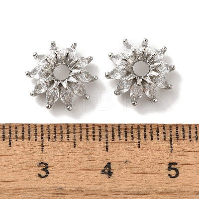 Brass Micro Pave Clear Cubic Zirconia Bead Caps KK-C072-01A-P-1