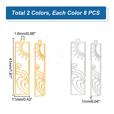 Unicraftale 8Pcs 2 Colors 201 Stainless Steel Pendants STAS-UN0044-21-1
