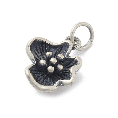 925 Sterling Silver Flower Charms with Jump Rings and 925 Stamp STER-M021-02AS-03-1