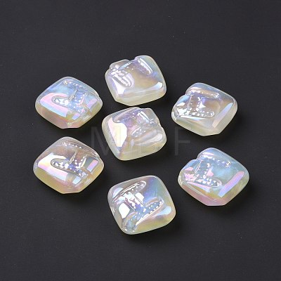 Rainbow Iridescent Plating Acrylic Beads OACR-A010-06F-1