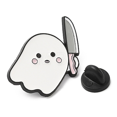 Halloween Ghost with Knife Enamel Pin JEWB-E023-05EB-02-1