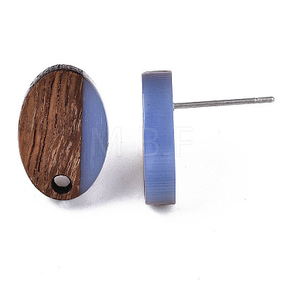 Resin & Walnut Wood Stud Earring Findings MAK-N032-004A-A08-1