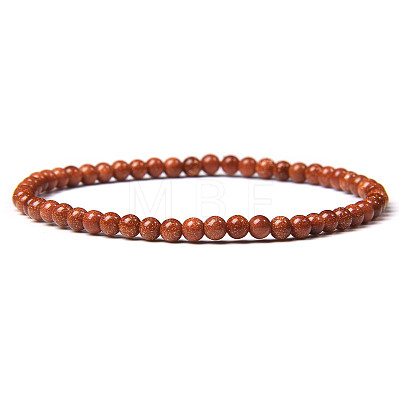 4mm Round Synthetic Goldstone Beads Bracelet for Men LS-KG3069-6-1