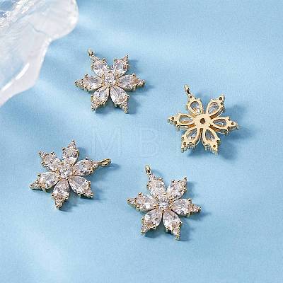 4Pcs Brass Micro Pave Clear Cubic Zirconia Pendants ZIRC-SZ0001-66-1