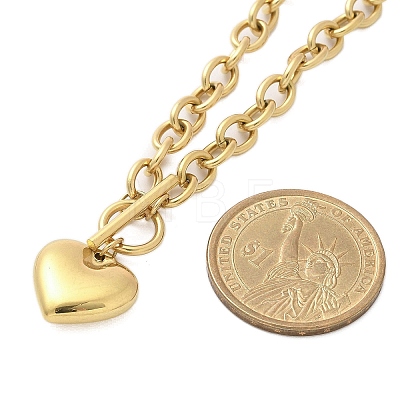 304 Stainless Steel Heart Pendant Cable Chain Necklaces for Women NJEW-C084-05G-1