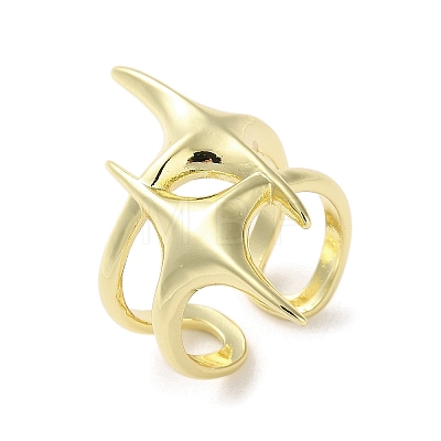 Brass Star Open Cuff Ring for Women RJEW-A042-01A-1