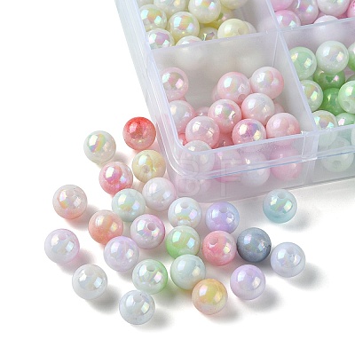 300Pcs 12 Colors Two Tone Opaque Acrylic Beads SACR-YW0001-63-1