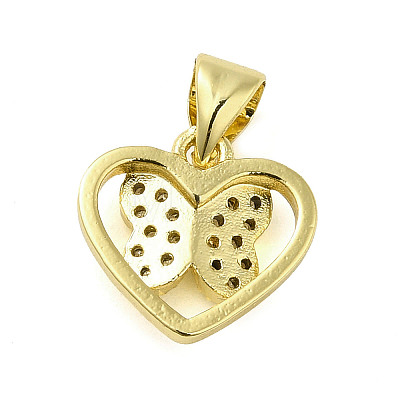 Rack Plating Brass Micro Pave Clear Cubic Zirconia Charms KK-Q784-07G-1
