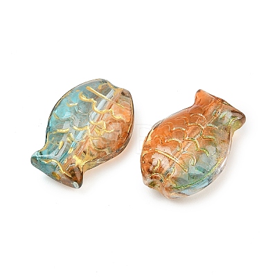 Electroplate and Golden Metal Enlaced Glass Beads EGLA-T029-01G-1