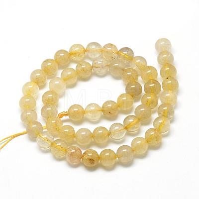 Natural Gold Rutilated Quartz Beads Strands G-R446-6mm-12-1