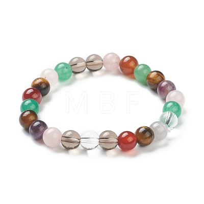 Natural Mixed Stone Beaded Stretch Bracelets BJEW-A117-C-39-1