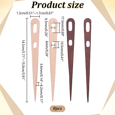 8Pcs Wood Nalbinding Binding Needle for Knitting Weaving TOOL-WR0001-15-1