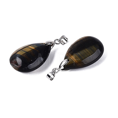 Dyed Natural Yellow and Blue Tiger Eye Pendants G-N362-03P-02-1