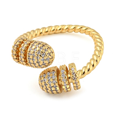 Brass Micro Pave Cubic Zirconia Open Finger Ring RJEW-C069-07G-1