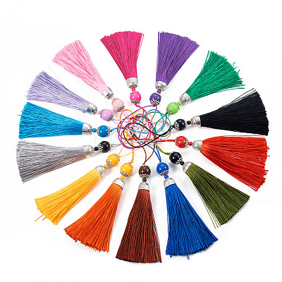  28Pcs 14 Colors Polyester Tassel Big Pendants Decorations HJEW-TA0001-07-1