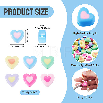 50Pcs Two Tone Opaque Acrylic Beads SACR-TA0001-67-1