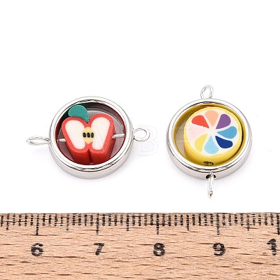 Polymer Clay Fruit Beads with CCB Plastic Ring Frame Connector Charms CLAY-T022-34M-1