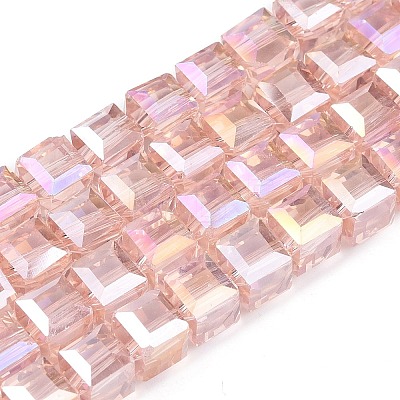 Electroplate Glass Beads Strands EGLA-D018-8x8mm-32-1