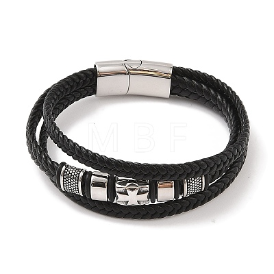 Braided Microfiber Leather Multi-strand Bracelets BJEW-B096-04A-1