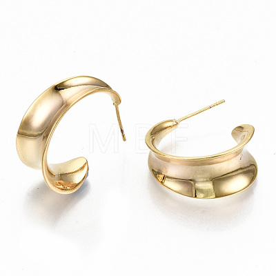 Semicircular Brass Stud Earrings X-KK-T062-39G-NF-1