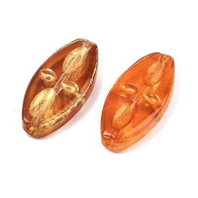 Baking Paint and Golden Metal Enlaced Glass Beads DGLA-T004-11M-1