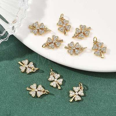 SHEGRACE Brass Micro Pave Clear Cubic Zirconia Charms XGRQ2O113-415G-1