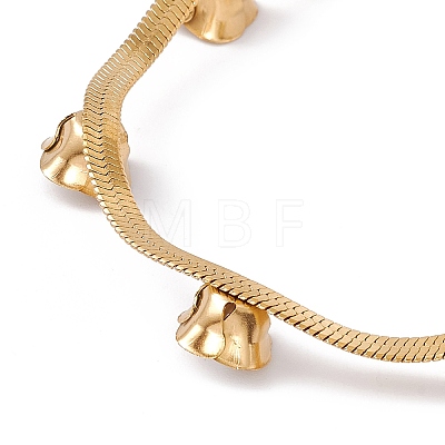 Plastic Pearl Flower Beaded Herringbone Chain Bracelet BJEW-G656-02G-1