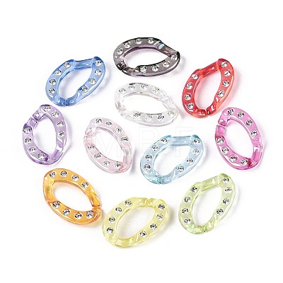 UV Plating Transparent Acrylic & Rhinestone Beads TACR-T029-01M-1
