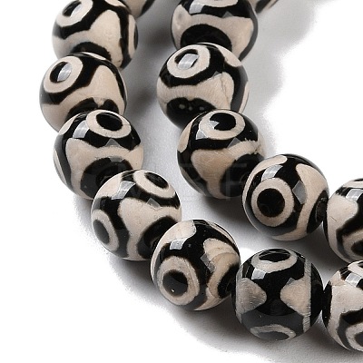 Natural Tibetan 3-Eye dZi Agate Beads Strands G-B084-A08-02-1