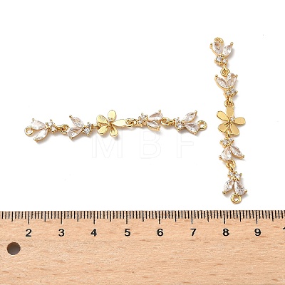 Brass Pave Clear Cubic Zirconia Connector Charms KK-Z139-12G-03-1