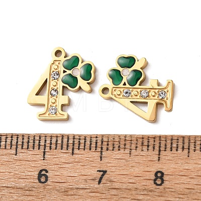 304 Stainless Steel Enamel & Rhinestone Pendants STAS-B130-01G-4-1