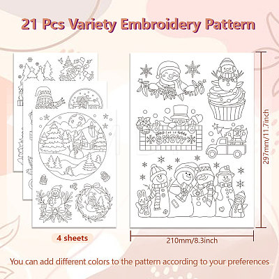 4 Sheets 11.6x8.2 Inch Stick and Stitch Embroidery Patterns DIY-WH0455-237-1