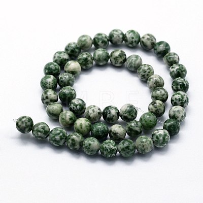 Natural Green Spot Jasper Beads Strands G-I199-30-6mm-1