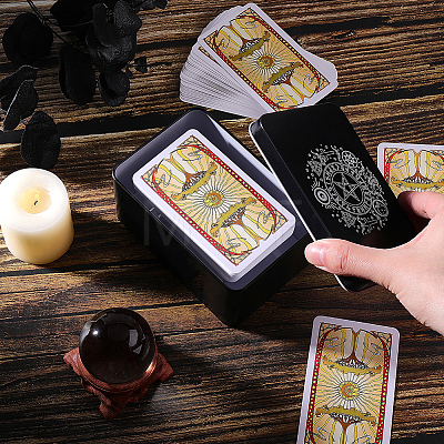 Cross & Star Printed Iron Tarot Card Collection Boxes AJEW-CN0007-91B-1