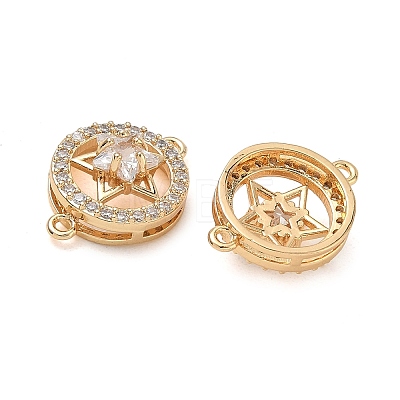 Brass Micro Pave Clear Cubic Zirconia Connector Charms CU-CBA3F77-09G-1