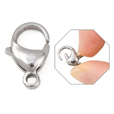 Tarnish Resistant 304 Stainless Steel Lobster Claw Clasps STAS-G035-I-1