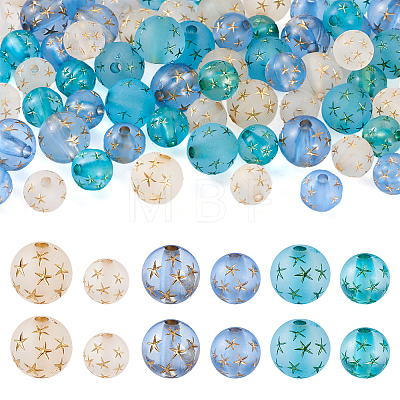 75Pcs 6 Styles Transparent Frosted Resin Beads RESI-TA0002-42-1