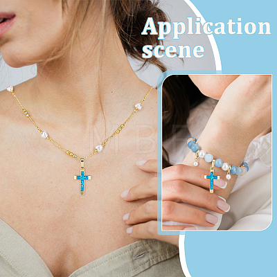 3Pcs Brass with Synthetic Opal Pendants KK-BC0015-77B-1