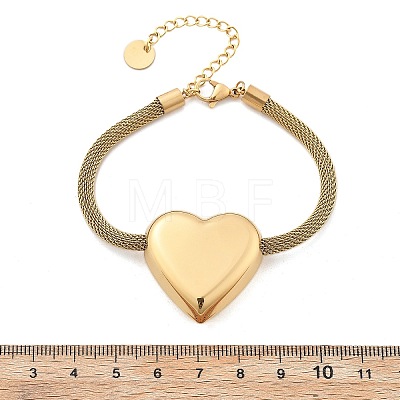 304 Stainless Steel Heart Links Bracelets BJEW-C089-12G-1