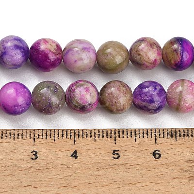 Dyed Natural White JadeImitation Charoite Smooth Round Beads Strands GG-CBA3334-A01-8mm-B-1