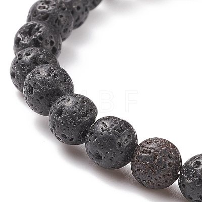 Natural Gemstone & Lava Rock Beaded Stretch Bracelet for Women BJEW-JB08462-1