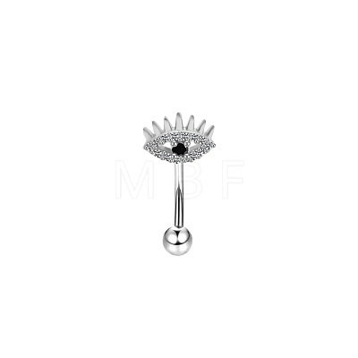 Eye 304 Stainless Steel Cubic Zirconia Eyebrow Barbell Rings WGF5FAC-08-1