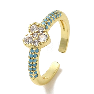 Rack Plating Brass Micro Pave Cubic Zirconia Cuff Rings RJEW-H228-04G-03-1